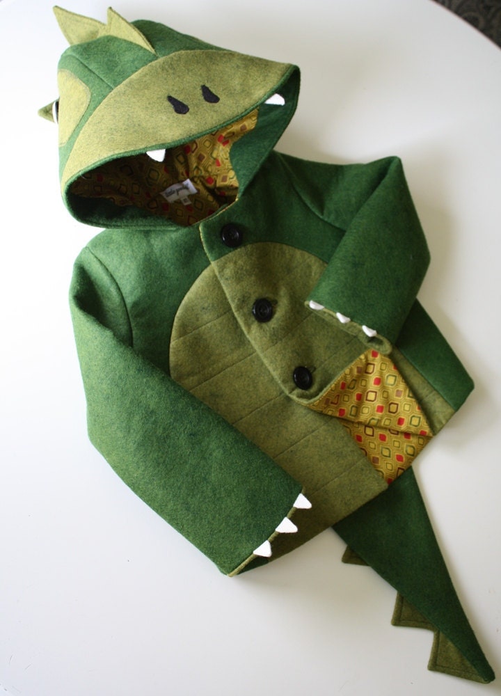 Kids Coat: Cheeky Green Dinosaur