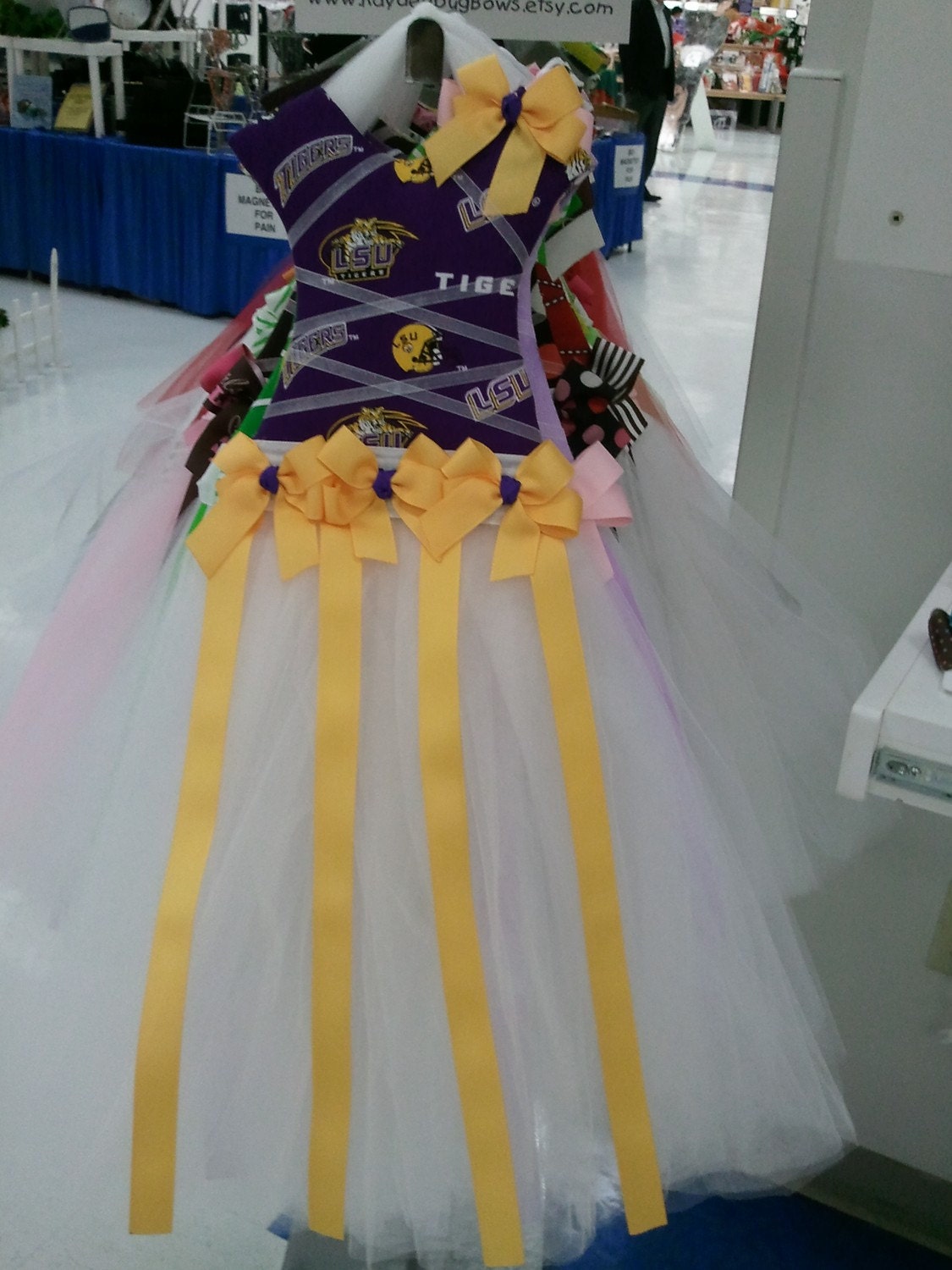 SALE---LSU TIgers College Football Tutu Hair Bow Holder Organizer - Ready To Ship