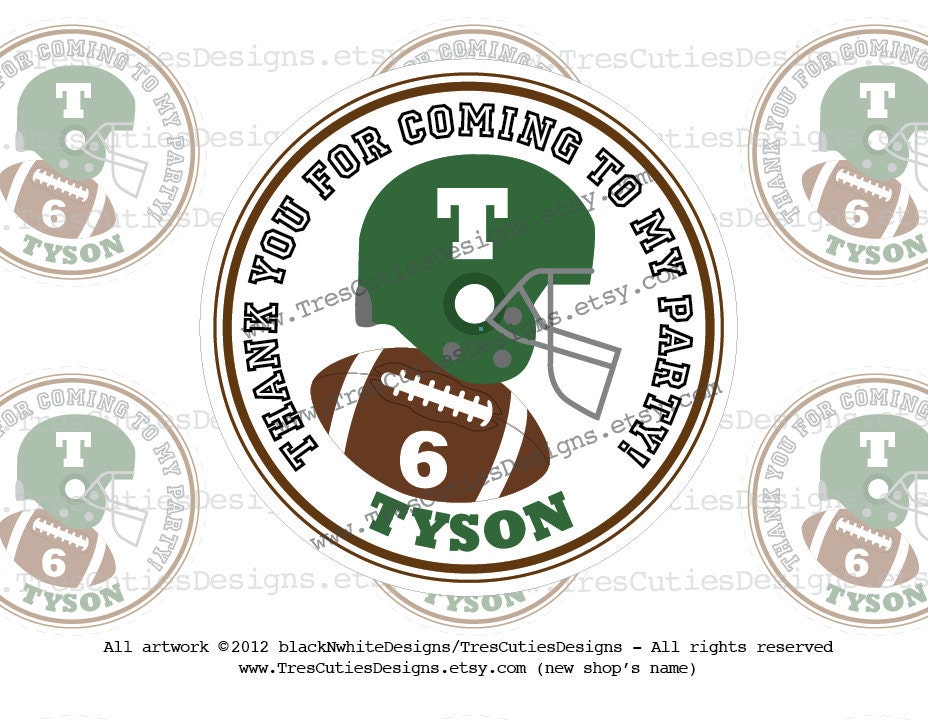 Football - Super Bowl -  2inches Circles For Gift Tags - Printable PDF - DIY