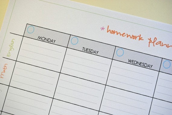 HOMEWORK PLANNER- full sized PDF printable planner calendar template tangerine