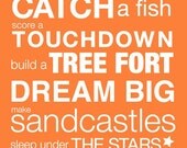 Subway Art Boys Life - Boy's Room Poster Print - 16"x20" (Orange)