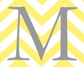 Monogram Chevron Zig Zag Stripes - Modern Nursery Art or Home Decor Print - 11"x14"