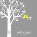 Personalized Custom Love Birds Family Wedding Tree - Wedding Gift or Anniversary Gift - 11"x14" (Yellow/Gray)