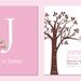 Personalized Custom Baby Name/Birthdate Print and Initial/Monogram Print-  Set of two 8"x10" prints (Pink/White)