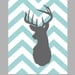 Deer Silhouette with Chevron Zig Zag Stripes - One print - 11"x14"