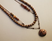 Antique Copper & Jasper Stone Double-Strand Necklace