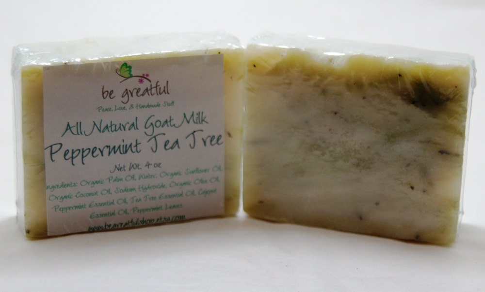 Vegan All Natural Peppermint Tea Tree Cold Process Soap Bar