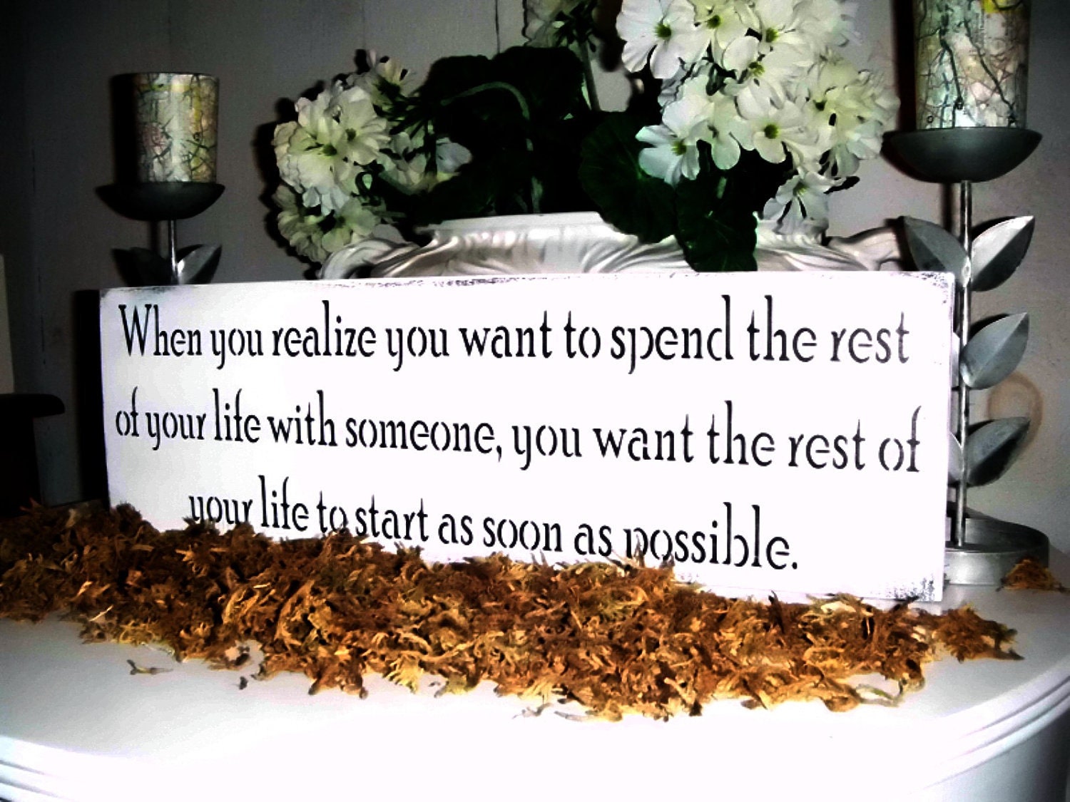 When Harry Met Sally quote sign, Wedding, Engagement photo prop, "When you realize you want to spend the rest of your life with someone..."