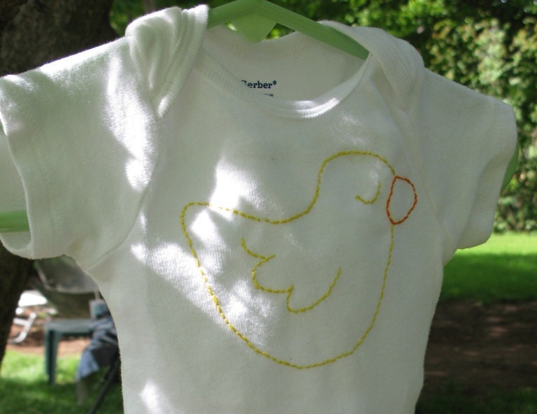 Hand Embroidered Onesie --  Duck