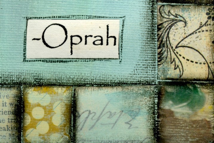 Mixed Media Art: Forgiveness Oprah quote - 5x7 print - Whimsical Art, Folk Art, Inspirational Art, Wall Art - blue