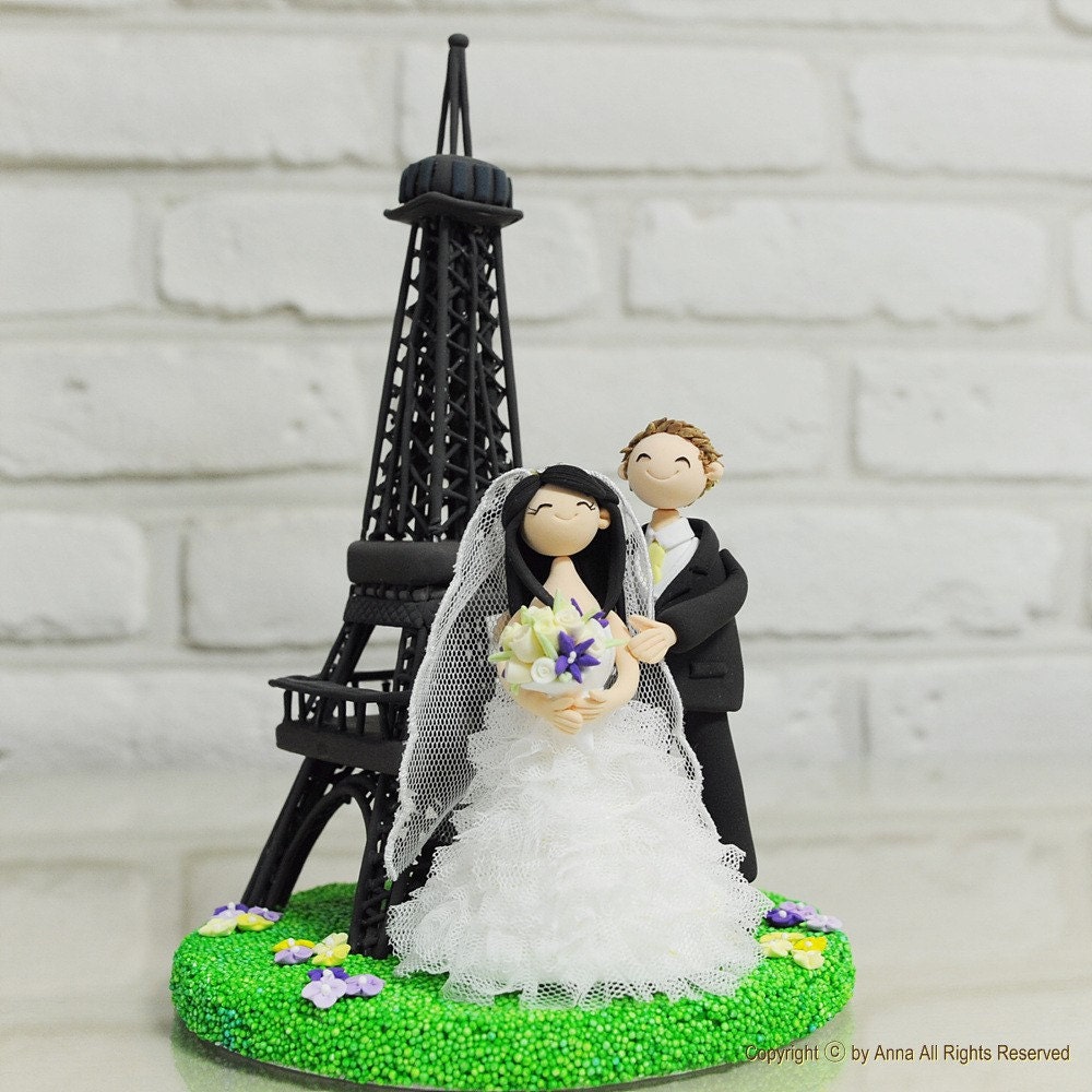 Paris Eiffel Tower personalized wedding cake topper Gift Decoration - Honymoon to Paris