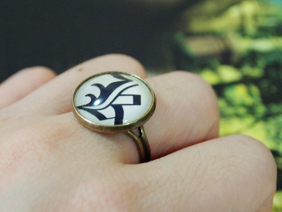 Custom Initial Ring in Old English Font - Letter K (You can choose your own letter)