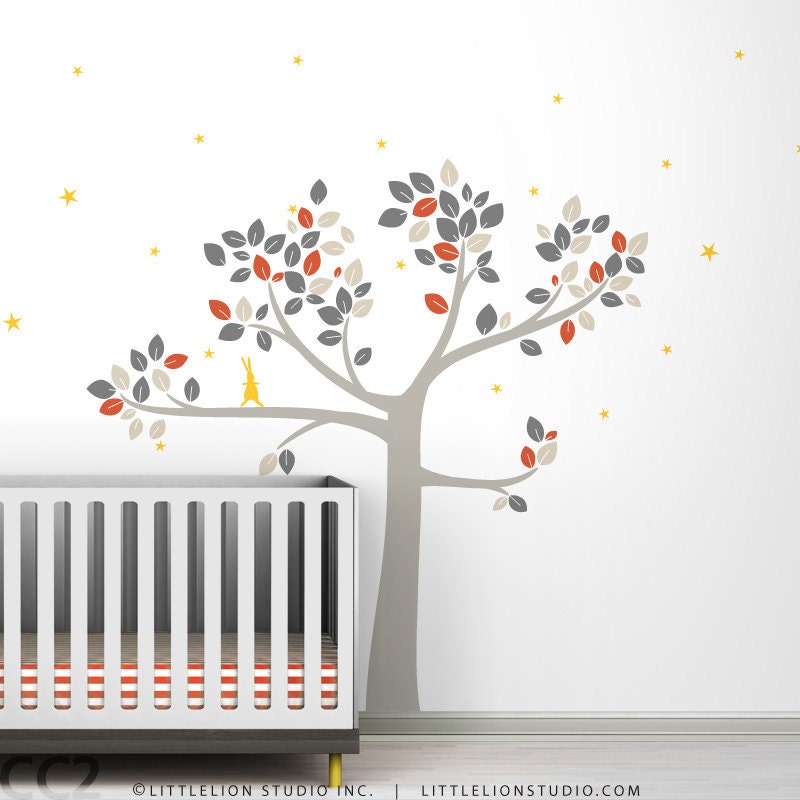 Follow the Little Rabbit Tree Wall Decal - Brown Tree decal & more colors