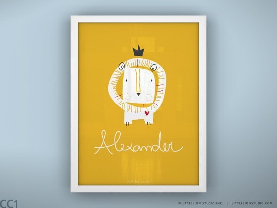 Children's wall art print little lion kids room decor custom baby name print - Unframed 11 3/4 x 15 3/4 - Lion King