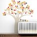Owl Tree Extra Large Wall Decal - Fun, large owl tree decal - Modern Kids Wall Mural - Brown, red, charcoal, yellow and more colors