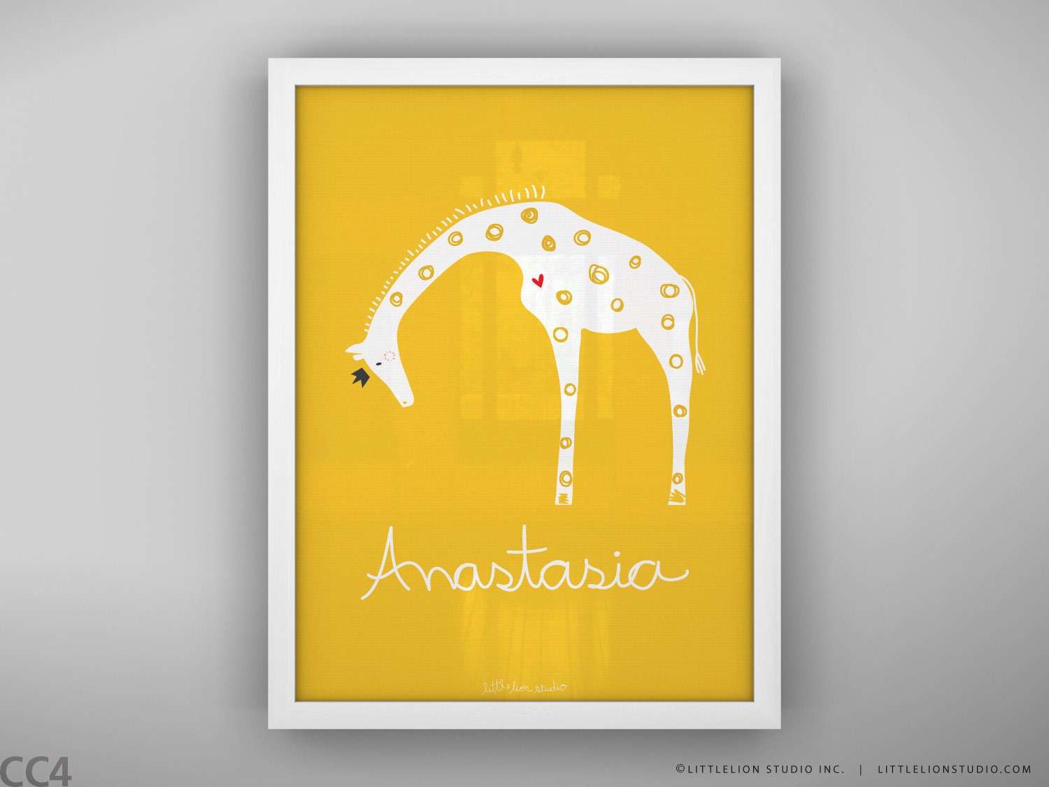 Baby nursery decor print safari theme wall art custom name new baby gift art print - Unframed 11 3/4 x 15 3/4" - Queen Giraffe