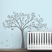 Fall Tree Wall Decal - White tree decal on blue wall - Baby Nursery Wall Decor