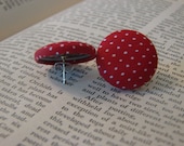retro red polka dot cover button earring posts handmade designs and vintage treasures by studio346