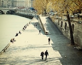 A walkway along the bank of Seine river, Paris - Polaroid - Fine Art Photograph