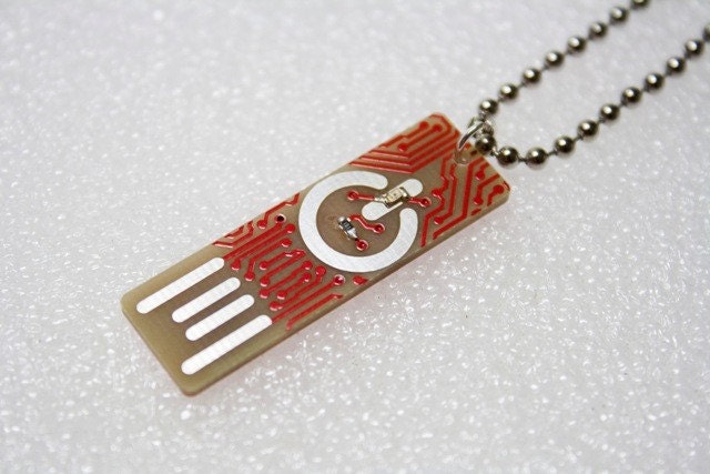 Power Symbol USB Circuit Board Ball Chain Necklace - lights up