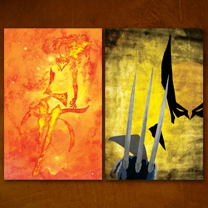 Any 9 X-Men Inspired Retro Art Posters - Set of 11x17 Science Fiction Art Prints