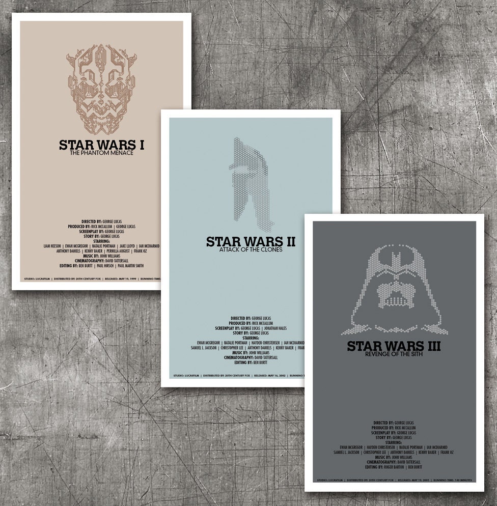 The Complete Star Wars Saga Poster Collection - Six 11x17 Fine Art Prints