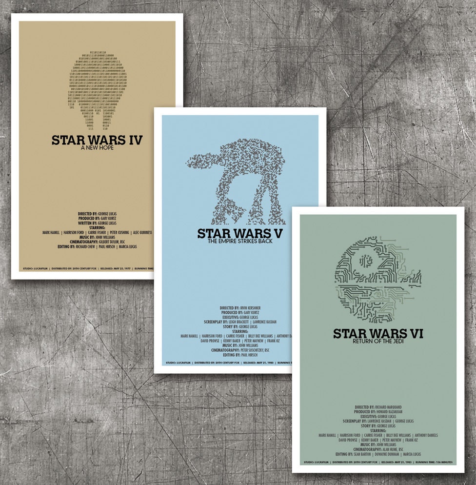 The Complete Star Wars Saga Poster Collection - Six 11x17 Fine Art Prints