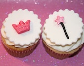 Fondant cupcake toppers Princess Crown and Wand