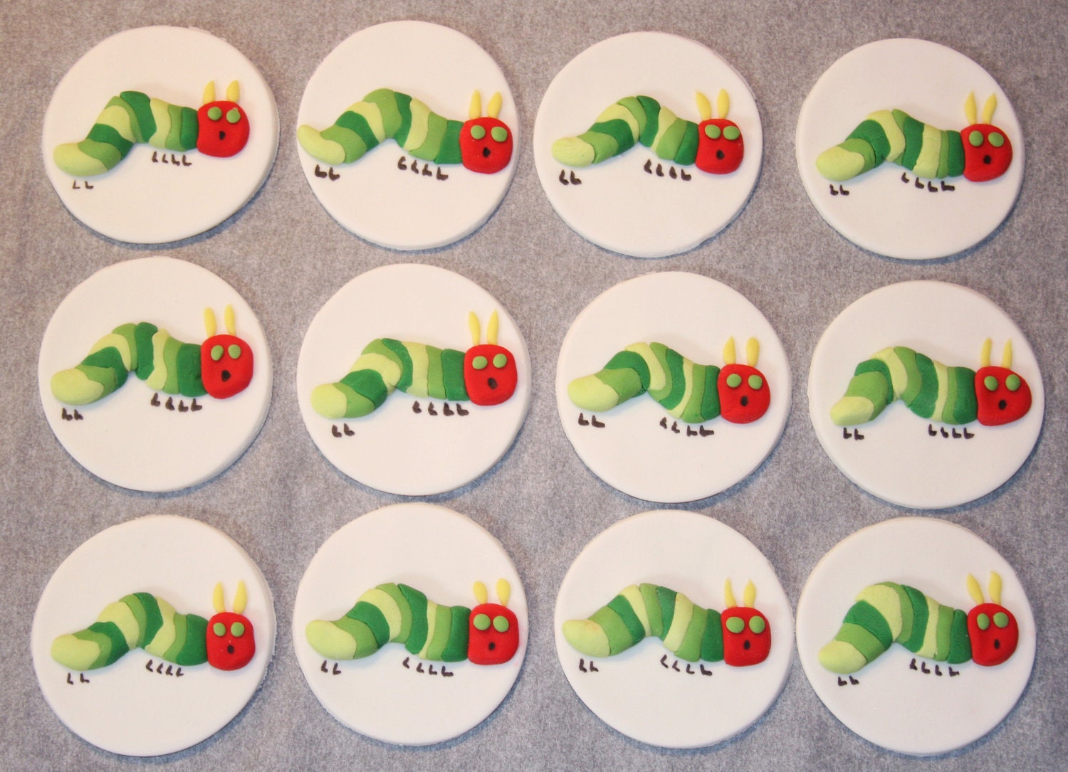 Fondant cupcake toppers Caterpillar