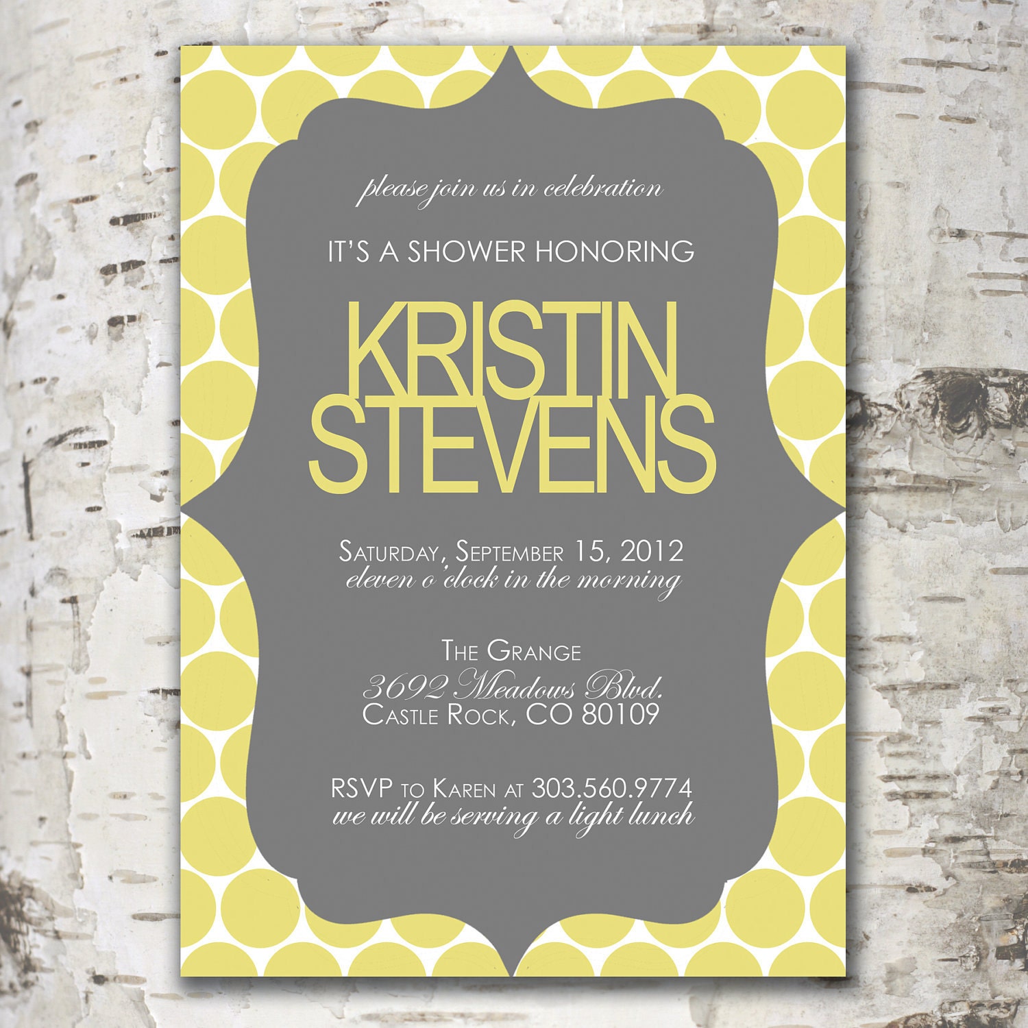 Personalized BABY or BRIDAL SHOWER Invitation Printable Digital Design - Polka Dot