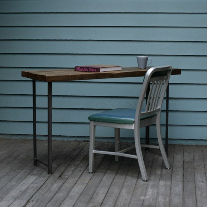 Compact Desk or Console Table - Reclaimed Wood and Iron