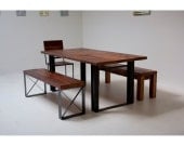 Bold Modern Reclaimed Iron & Wood 'Mt Whitney' Dining Table