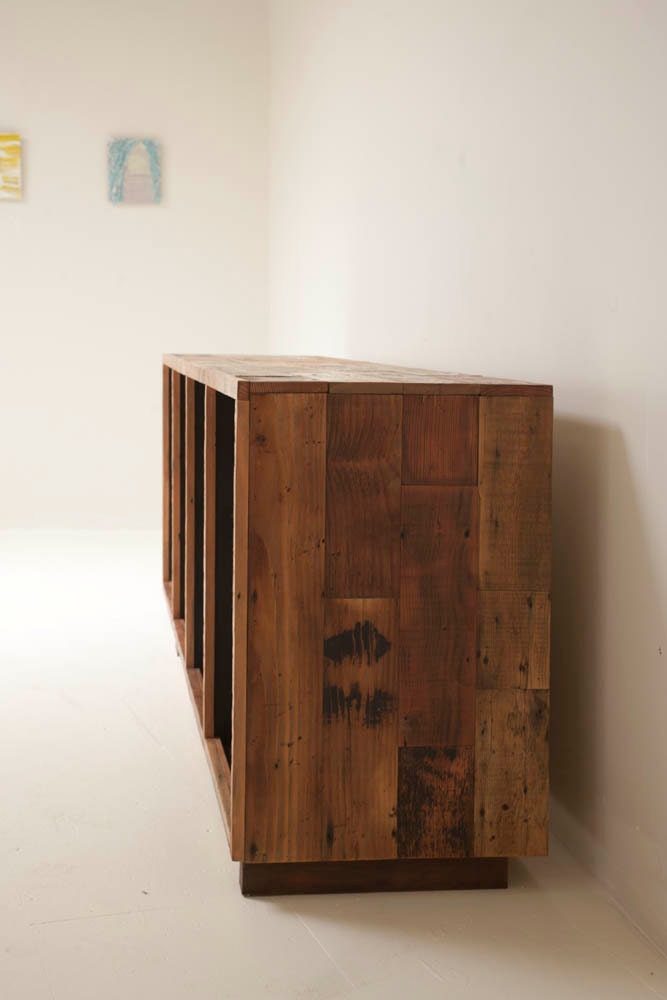 Elegant and Minimal, Old Growth Credenza Handcrafted with Historic Timbers 'Hearst Cabinet'