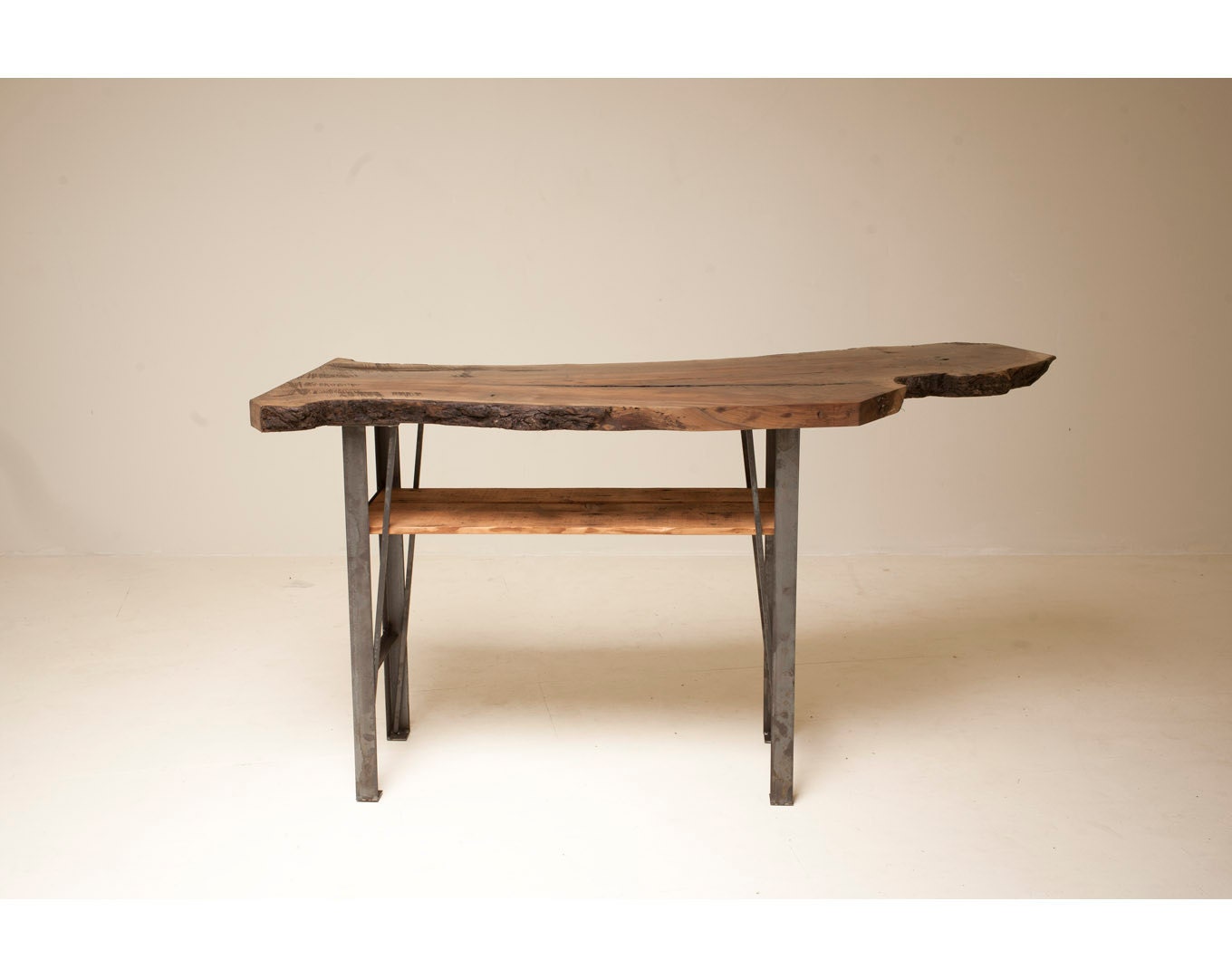 Reclaimed, Naturally Fallen Black Walnut and Blackened Steel Kitchen Island