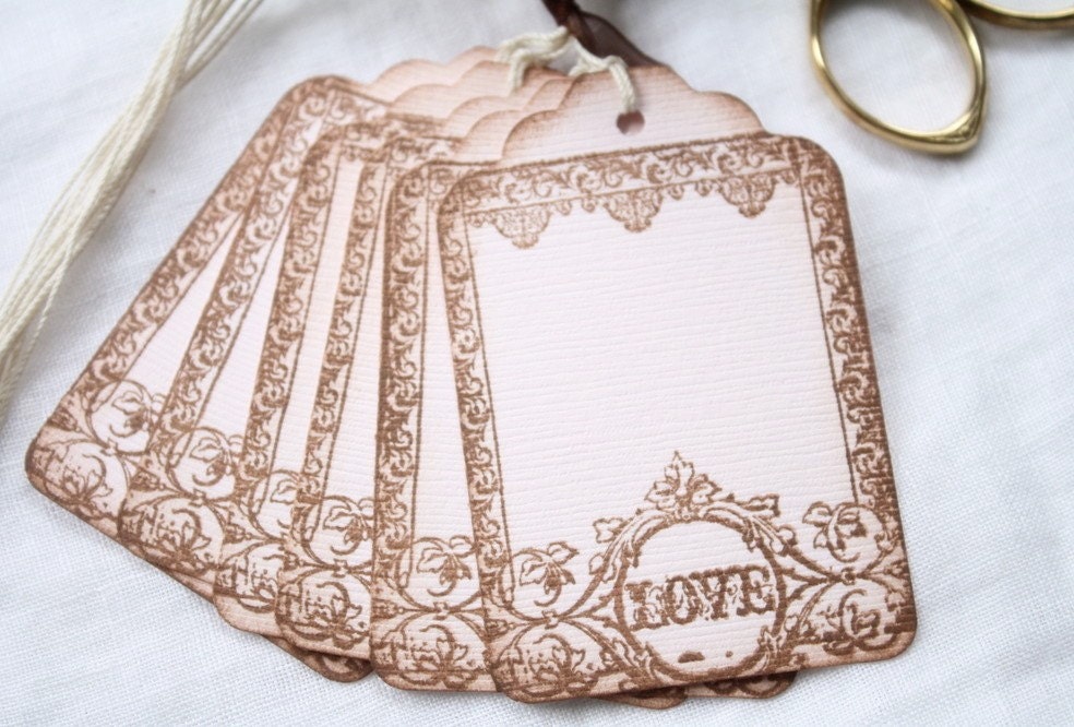 Pink Gift Tags Love Vintage Style Frame