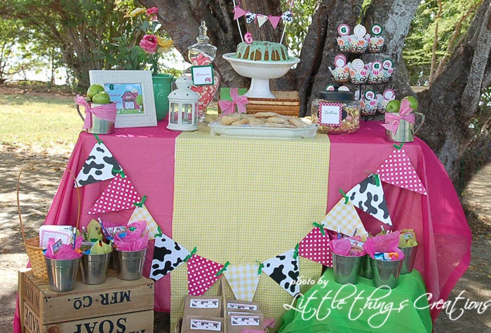 Printable- Girly Farmer Birthday Party Collection- Flag Banner by Fara Party Design Il_170x135