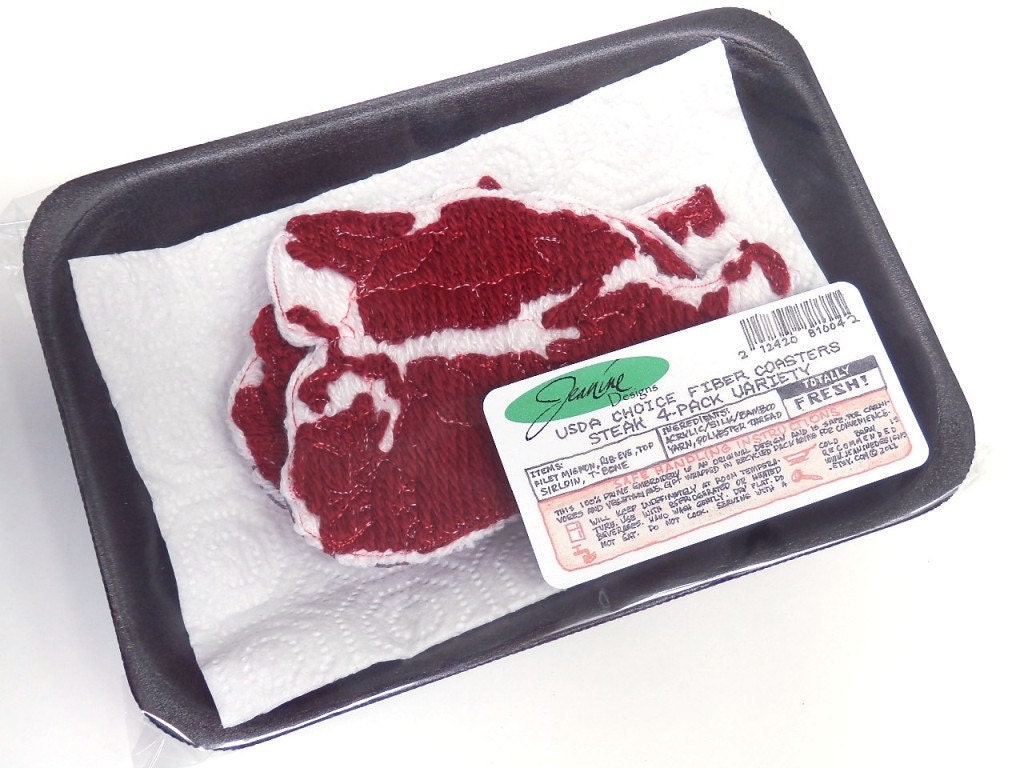 Funny Gifts for Men Carnivore Coasters Set of 4 Embroidery Tagt 123 cc loh ostat socal etsy guild tenx tt cccoe sos steam team madcap lb