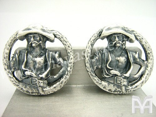 925 Sterling Silver Pirate Skull Cufflinks Cuff Links