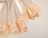 Linen Scarf Vintage French Lace Natural Taupe Beige Peach milk chocolate Eco Friendly boho neutral OOAK