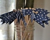 Navy with White Polka Dots Drink Stirrers