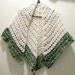 Lace Shawl Cream/ Off White And Ivy Green Crochet Shawl Cotton Blend Triangle Shape
