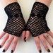 Goth Black Fishnet Gloves Lace Fingerless Gloves Black Gloves Crochet With Diamond Geometric Accent
