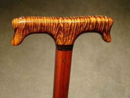 Formal Designers Tall Cane T Style (Item 100) Figured Koa, Texas Ebony, Macawood, Pearls