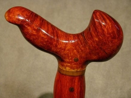 Big Tall Cane (Item 089) Manzanita Burl, Brazilian Ebony, Padauk (Larsen Handle)