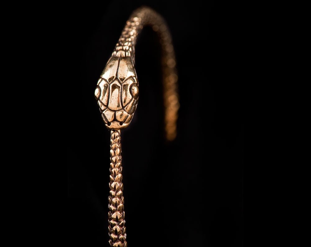 Snake Bangle - Ouroborus - Snake Jewelry - Gold Snake Bangle