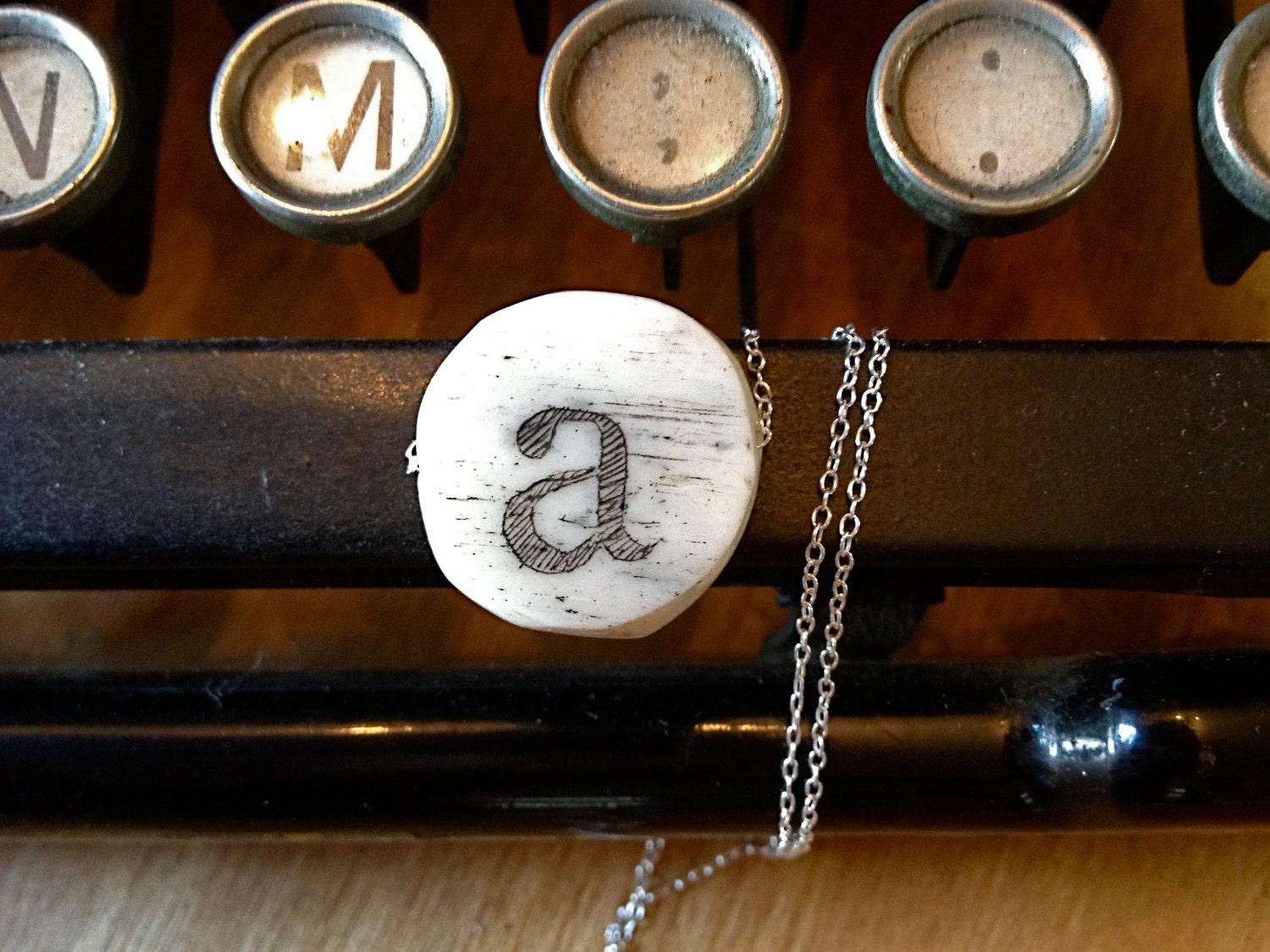 bespoke monogram scrimshaw necklace: made to order