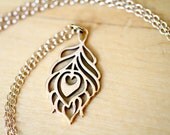 Gold Peacock Feather Pendant