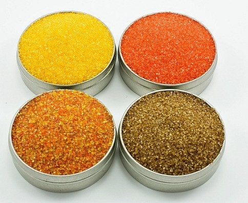 Cocktail rim sugar kit - fall colors - pumpkin orange, yellow, gold - holiday sweet margaritas, martinis, drinks - recipes included