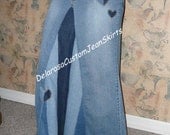 Classic Striped Long Jean Skirt Custom to Your Size 0 2 4 6 8 10 12 14 16 18