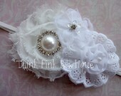 white headband- baby girl headband -christening headband-baby headband